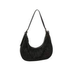 Chain Detail Woven Design Shoulder Hobo Bag