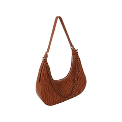 Chain Detail Woven Design Shoulder Hobo Bag