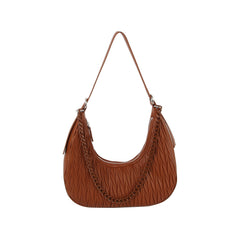 Chain Detail Woven Design Shoulder Hobo Bag