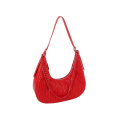 Chain Detail Woven Design Shoulder Hobo Bag