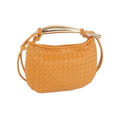 Gold Handle Unique Flat Design Crossbody