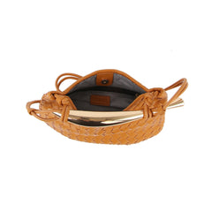 Gold Handle Unique Flat Design Crossbody