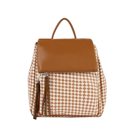 Flap straw tassel backpack