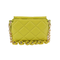 Quilted Design Two Tone Chain Shoulder Bag