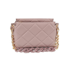 Quilted Design Two Tone Chain Shoulder Bag