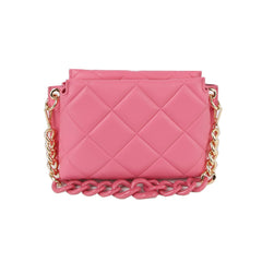 Quilted Design Two Tone Chain Shoulder Bag
