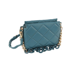 Quilted Design Two Tone Chain Shoulder Bag