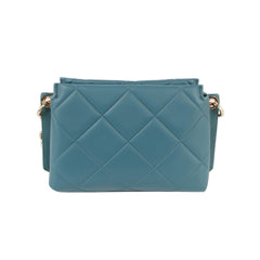 Quilted Design Two Tone Chain Shoulder Bag