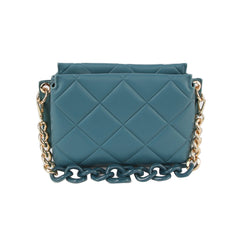 Quilted Design Two Tone Chain Shoulder Bag