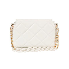 Quilted Design Two Tone Chain Shoulder Bag