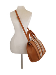 Soft Leather Handle Stitch Detail Tote