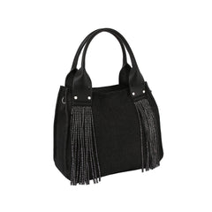 Tassel Detail Denim Crossbody Tote