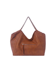 Leather tote bag with chain detailed handle
