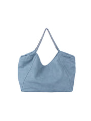 Leather tote bag with chain detailed handle