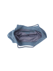 Leather tote bag with chain detailed handle