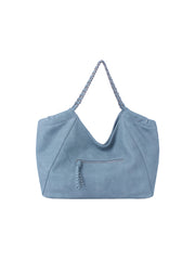 Leather tote bag with chain detailed handle