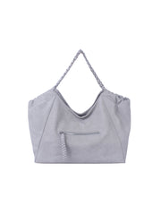 Leather tote bag with chain detailed handle