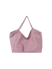 Leather tote bag with chain detailed handle