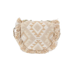 Argyle Pattern With Shell And Tassel Detail Crossbody Bag