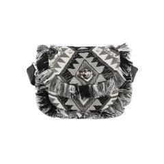 Argyle Pattern With Shell And Tassel Detail Crossbody Bag