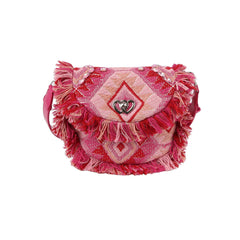 Argyle Pattern With Shell And Tassel Detail Crossbody Bag