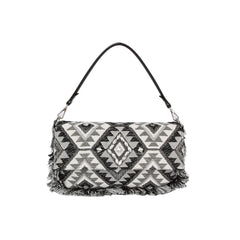Argyle Pattern With Shell And Tassel Detail Shoulder Bag