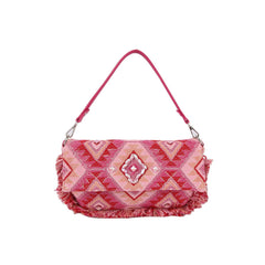 Argyle Pattern With Shell And Tassel Detail Shoulder Bag