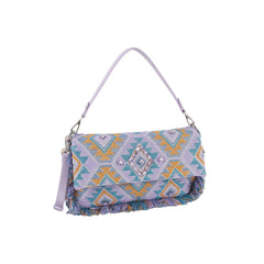 Argyle Pattern With Shell And Tassel Detail Shoulder Bag