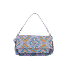 Argyle Pattern With Shell And Tassel Detail Shoulder Bag