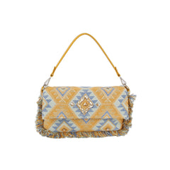 Argyle Pattern With Shell And Tassel Detail Shoulder Bag