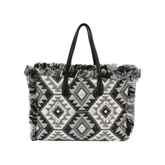 Argyle Pattern With Shell And Tassel Detail Tote