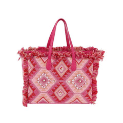 Argyle Pattern With Shell And Tassel Detail Tote