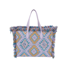 Argyle Pattern With Shell And Tassel Detail Tote