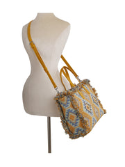 Argyle Pattern With Shell And Tassel Detail Tote