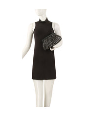 Studded Ruched Frame Clutch