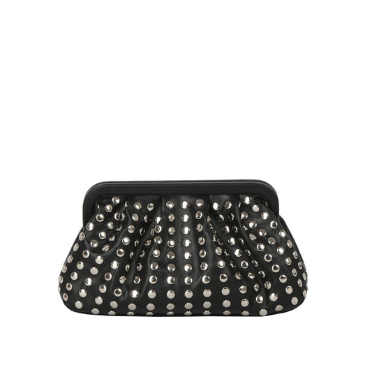 Studded Ruched Frame Clutch