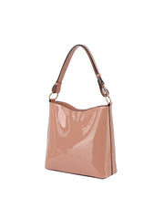 Shony Leather Front Ribbon Tie Detail Hobo Bag