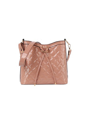Shony Leather Front Ribbon Tie Detail Hobo Bag