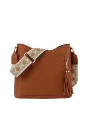 Soft Leather Tassel Detail Guitar Strap Crossbody