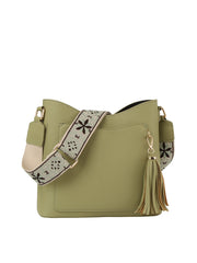 Soft Leather Tassel Detail Guitar Strap Crossbody