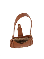 Strap Buckle Accent Smooth Shoulder Bag