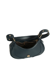 Strap Buckle Accent Smooth Shoulder Bag