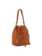 Quilted design nylon bucket bag