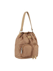 Quilted design nylon bucket bag