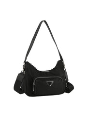 Nylon shoulder hobo bag with crossbody strap