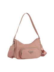 Nylon shoulder hobo bag with crossbody strap