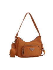 Nylon shoulder hobo bag with crossbody strap