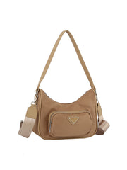 Nylon shoulder hobo bag with crossbody strap