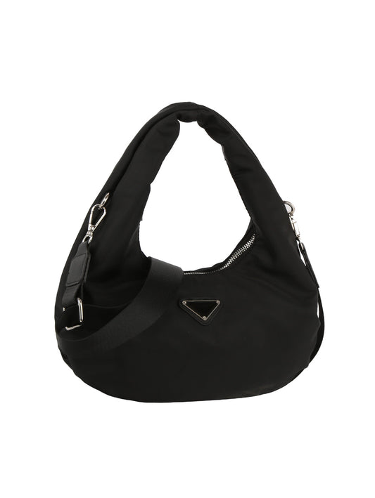 Fashionable nylon hobo bag with crossbody strap