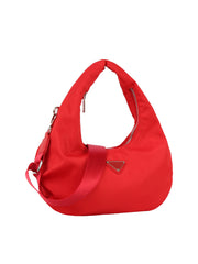 Fashionable nylon hobo bag with crossbody strap